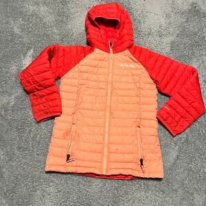 Columbia Coat Kid Youth Girls Medium 10-12 Omni Heat Puffer Hooded Orange Jacket